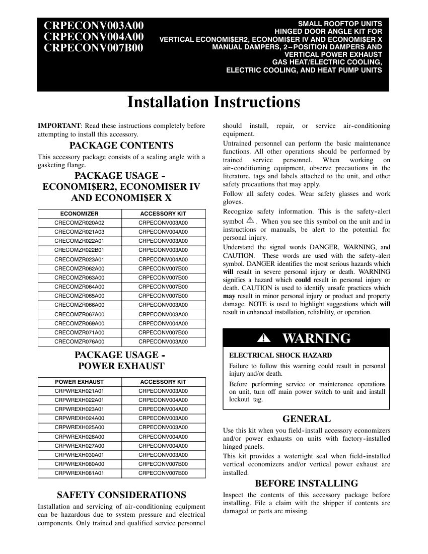 Carrier 48LC cut sheet — first page