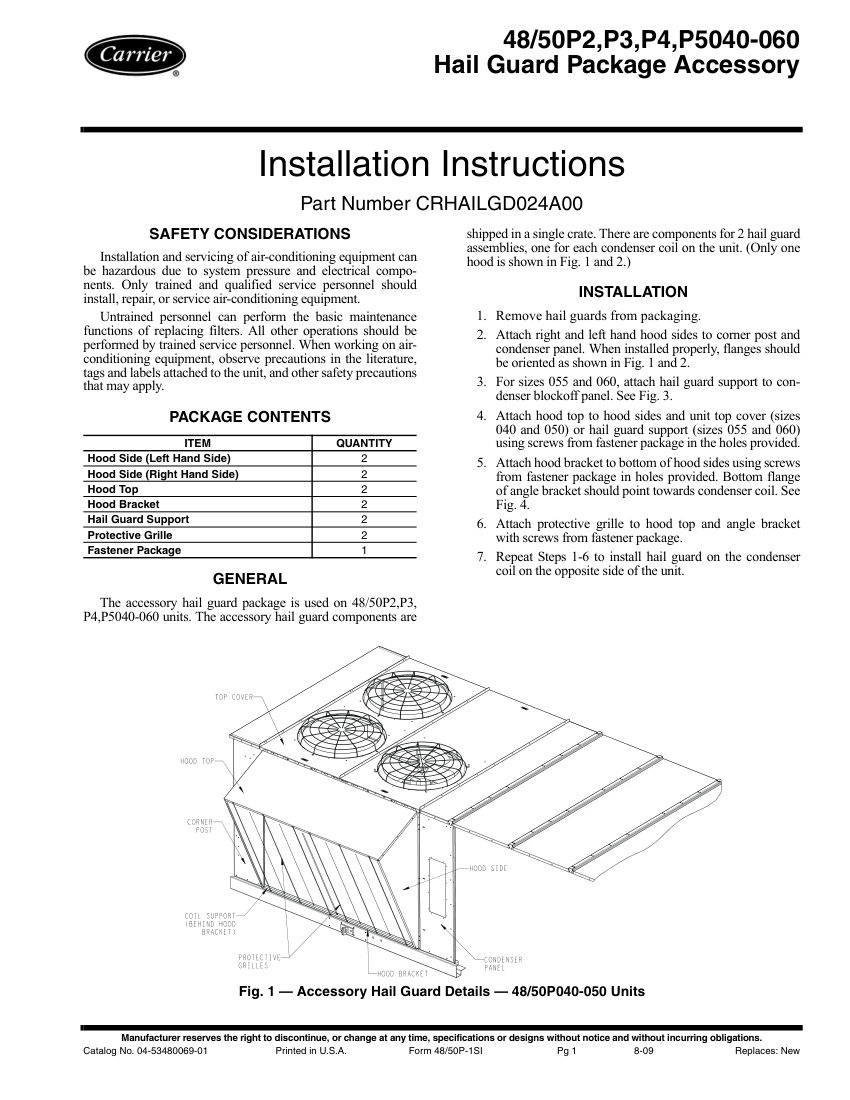 Carrier 48P cut sheet — first page