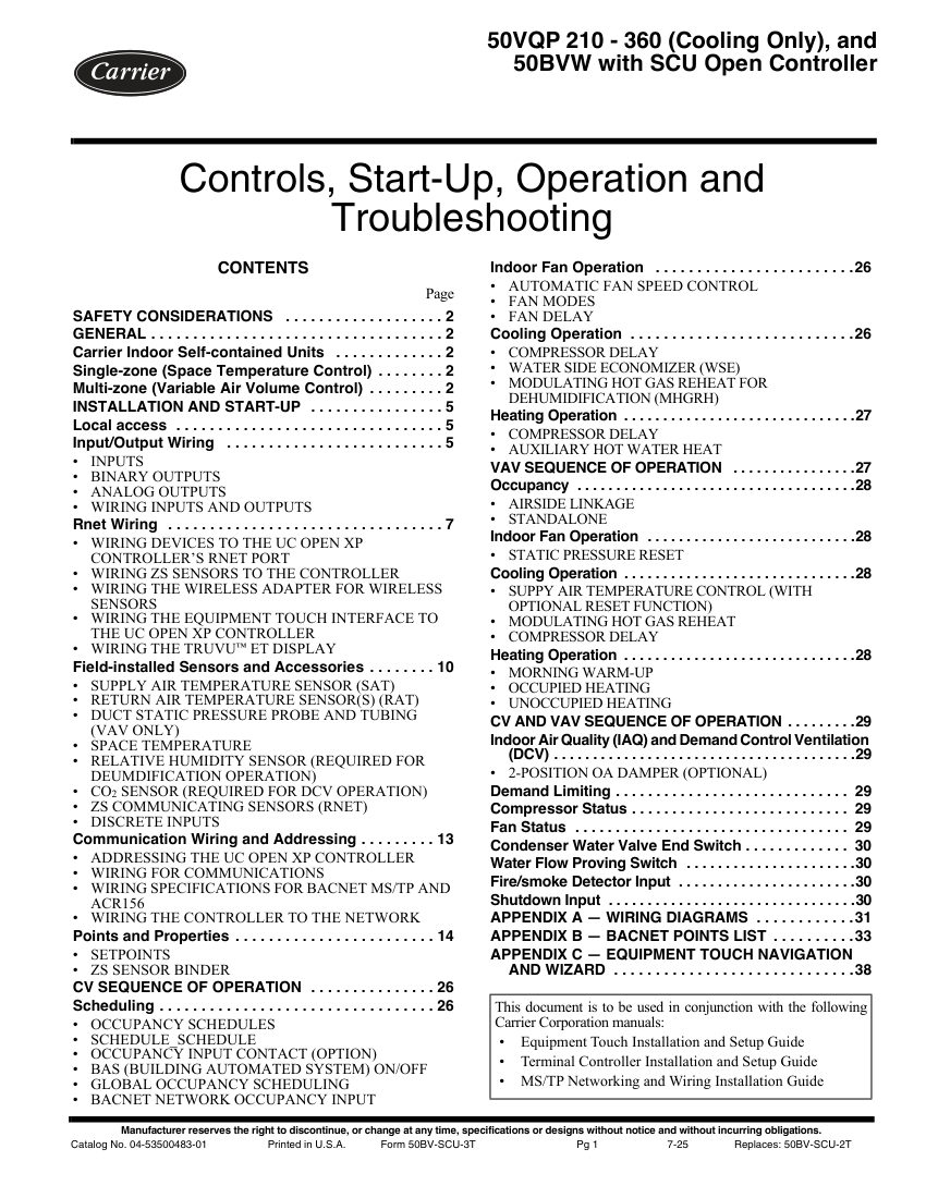 Carrier 50BVW cut sheet — first page