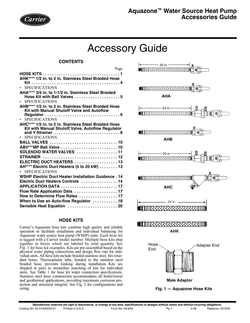 Carrier 50HQP cut sheet — first page