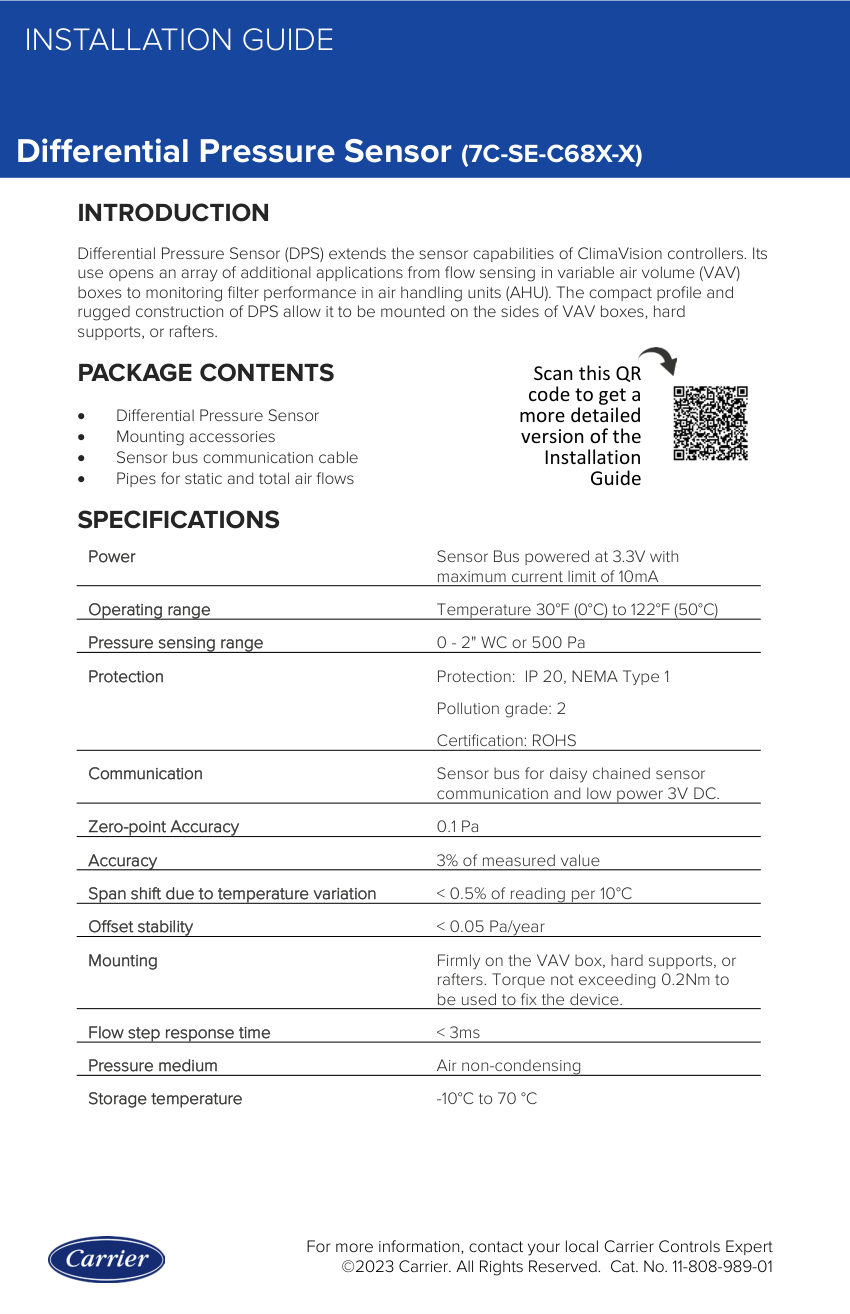 Carrier 7C-SE-C68X-X cut sheet — first page