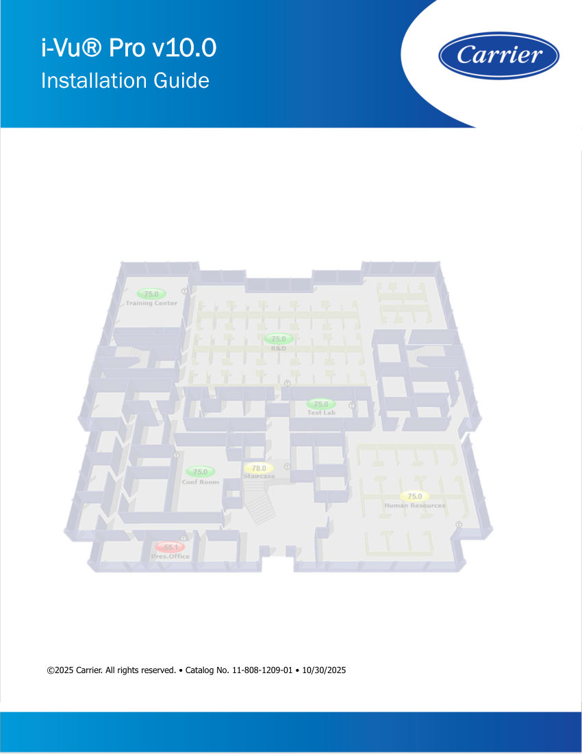 Carrier i-Vu® Pro v10.0 cut sheet — first page