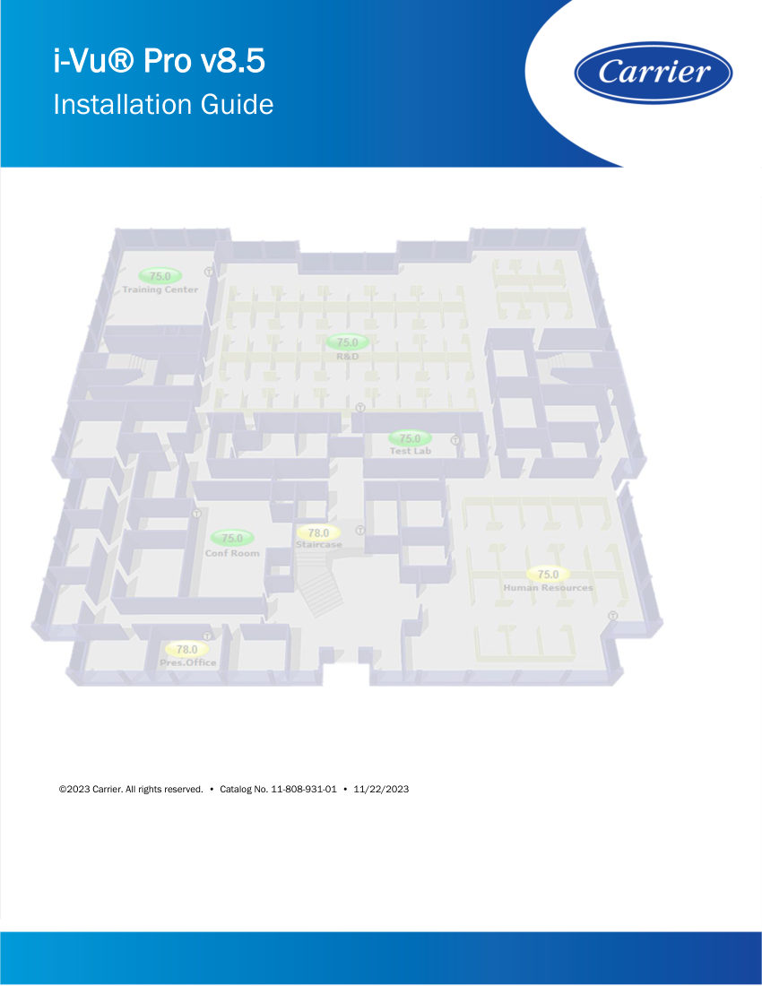 Carrier i-Vu Pro v8.5 cut sheet — first page