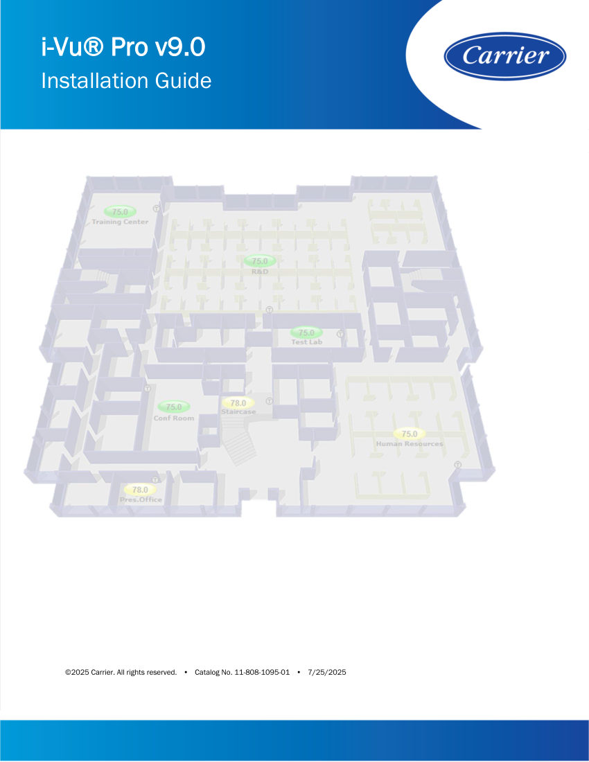 Carrier i-Vu Pro v9.0 cut sheet — first page