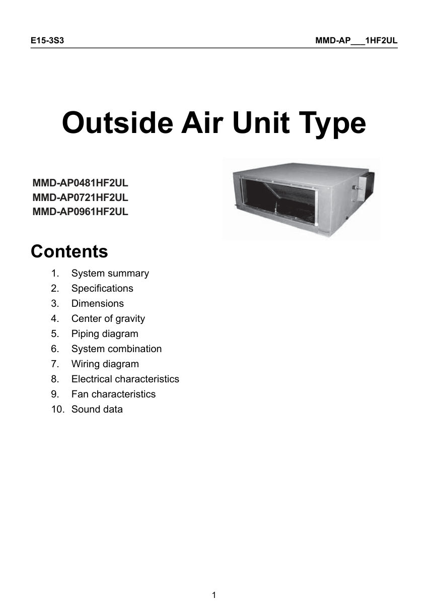 Carrier MMD1 cut sheet — first page