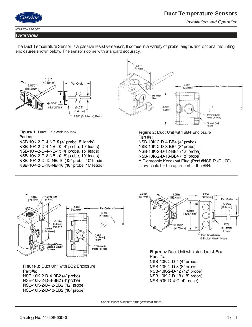 Carrier NSB-10K-2-D cut sheet — first page