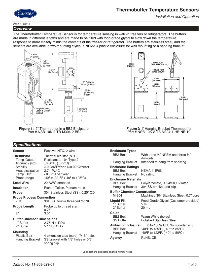 Carrier NSB-10K cut sheet — first page