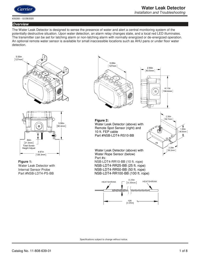Carrier NSB-LDT4 cut sheet — first page