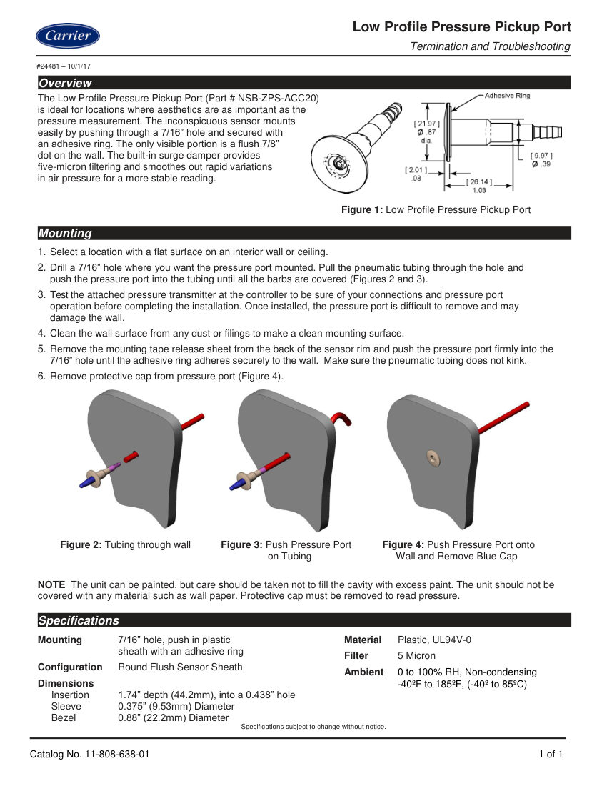 Carrier NSB-ZPS-ACC20 cut sheet — first page