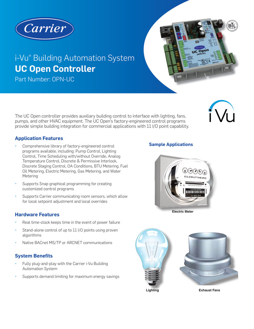 Carrier OPN-UC cut sheet — first page
