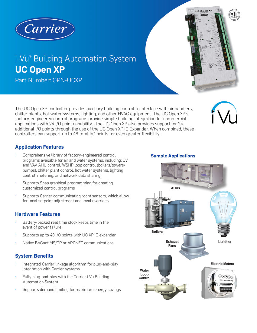 Carrier OPN-UCXP cut sheet — first page