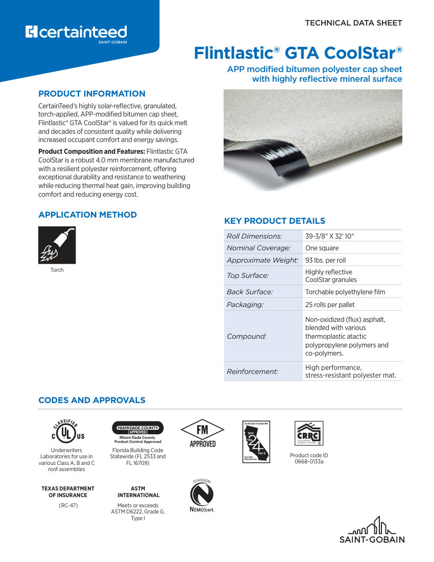 CertainTeed 0668-0133a cut sheet — first page