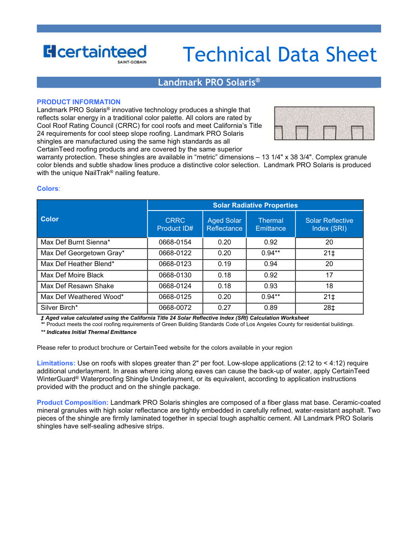 CertainTeed 0668-0154 cut sheet — first page