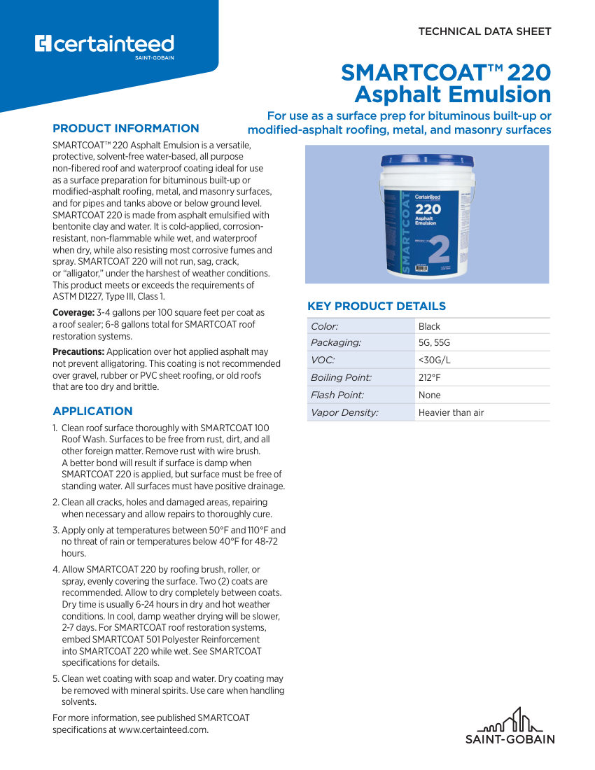 CertainTeed 220OPENDOWNLOADCOPY cut sheet — first page