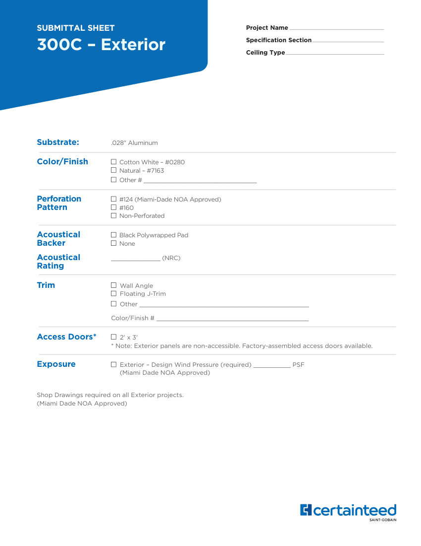 CertainTeed 300C cut sheet — first page
