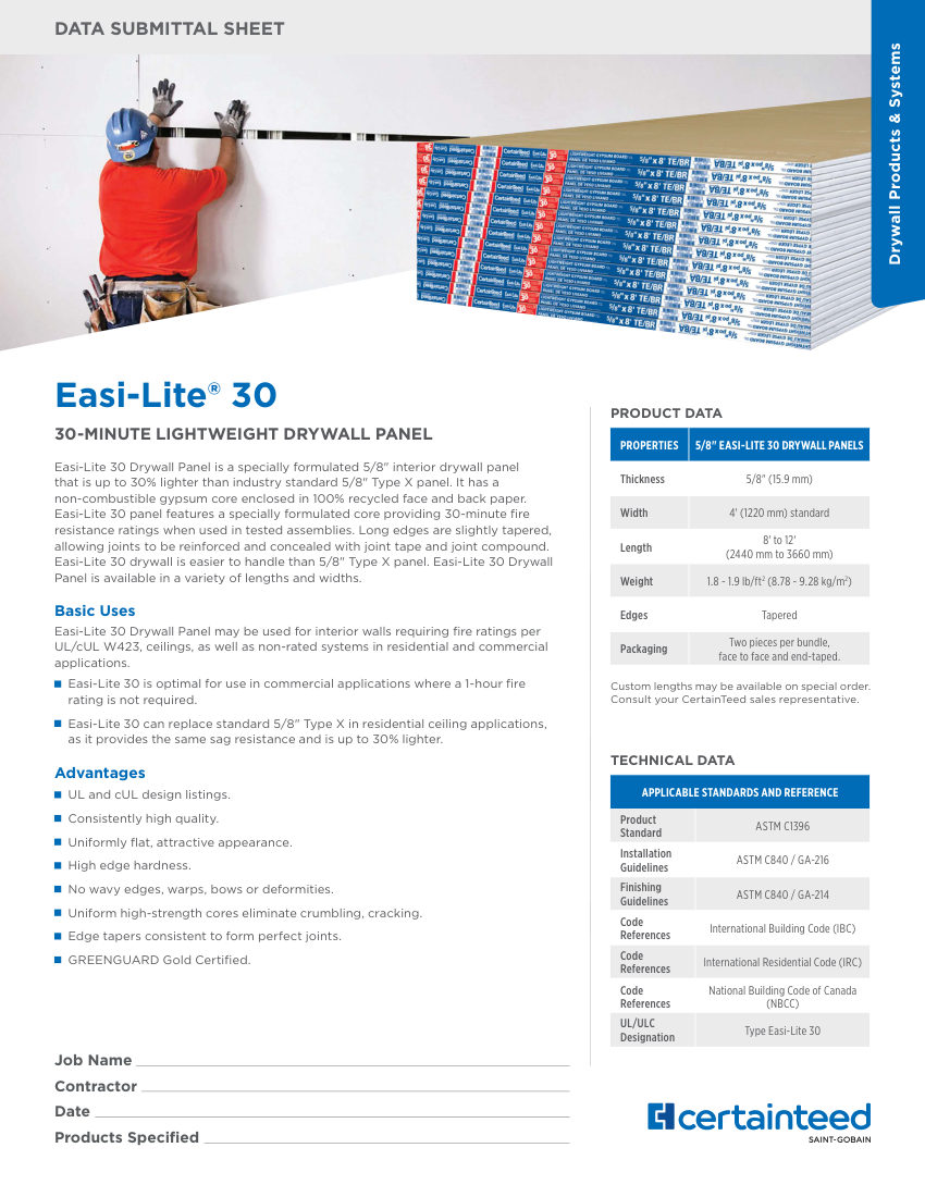 CertainTeed 30OPENDOWNLOADCOPY cut sheet — first page