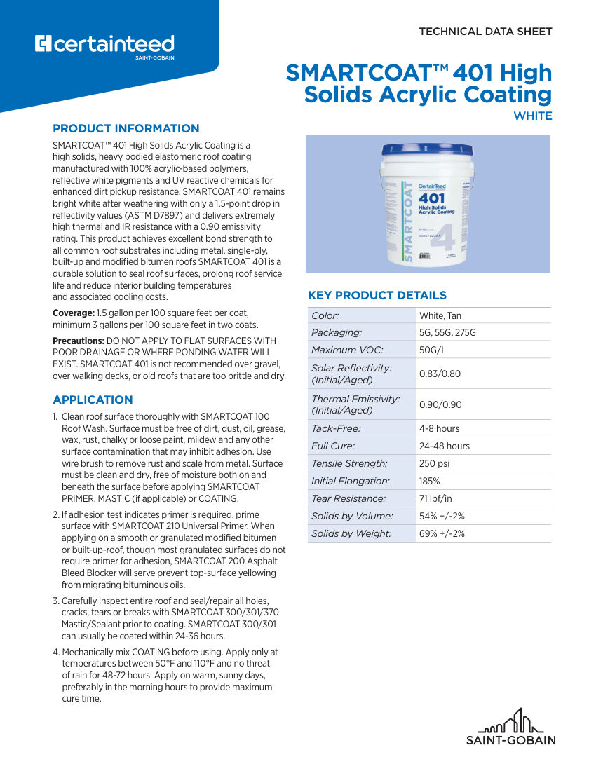 CertainTeed 401OPENDOWNLOADCOPY cut sheet — first page