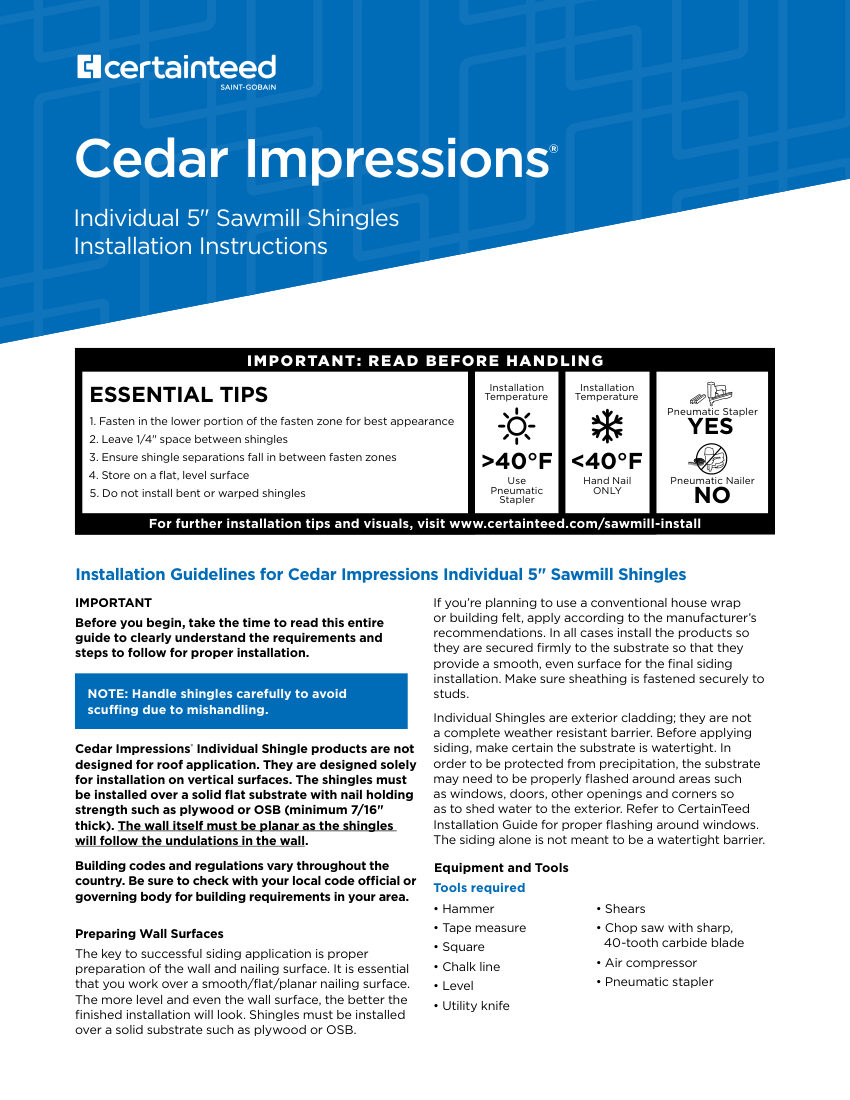 CertainTeed 5OPENDOWNLOADCOPY cut sheet — first page