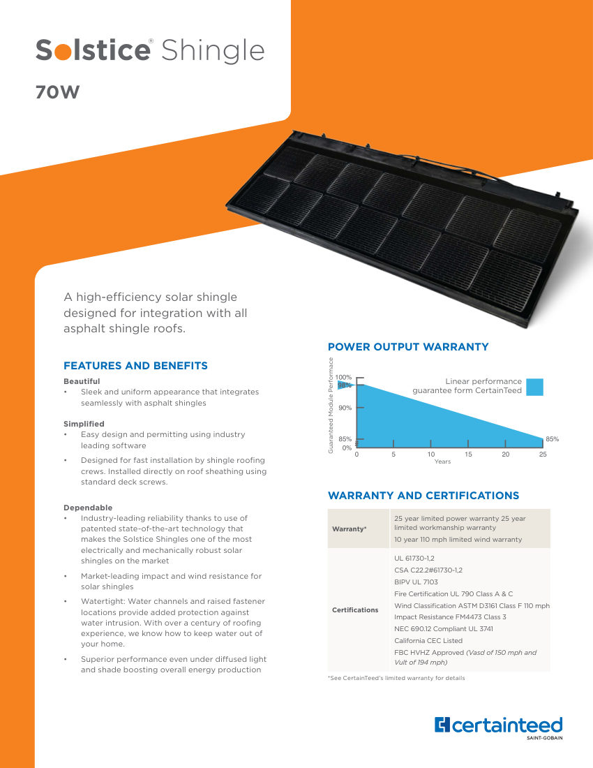 CertainTeed 70WOPENDOWNLOADCOPY cut sheet — first page
