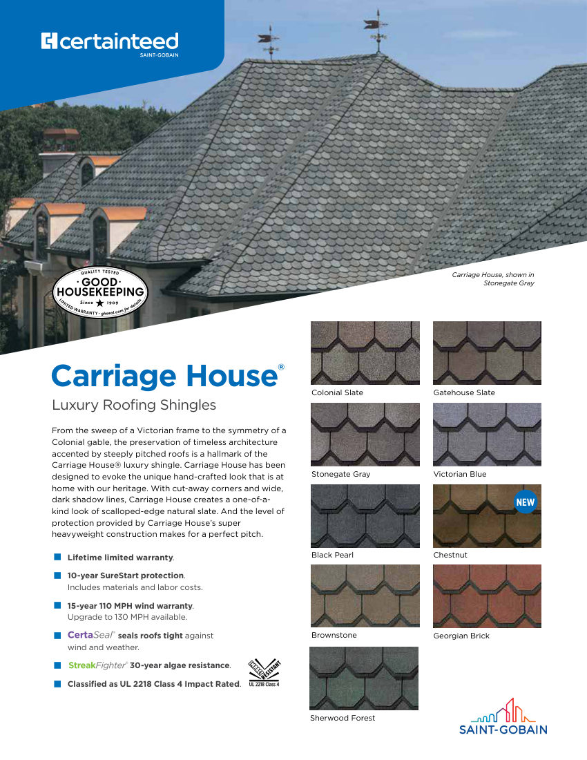 CertainTeed carriagehouse sellsheet 00 04 3587 NA EN 2509 cut sheet — first page