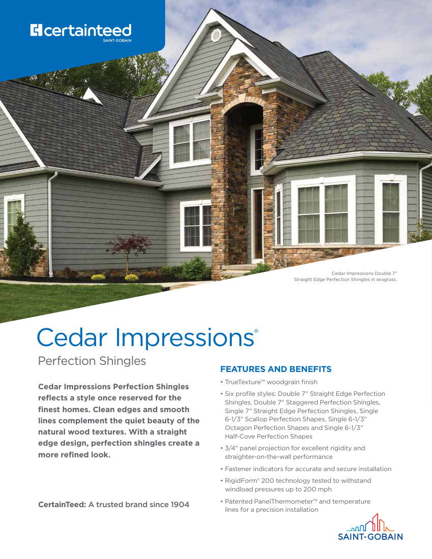 CertainTeed Cedar Impressions-S6-1/3" Octagon cut sheet — first page