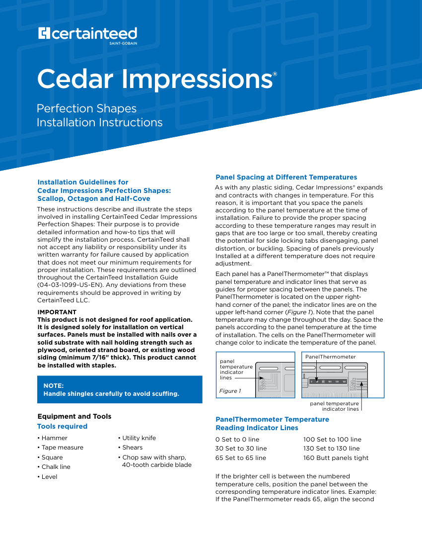 CertainTeed cedarimpressions shapes install guide 04 03 2173 US EN 2306 cut sheet — first page