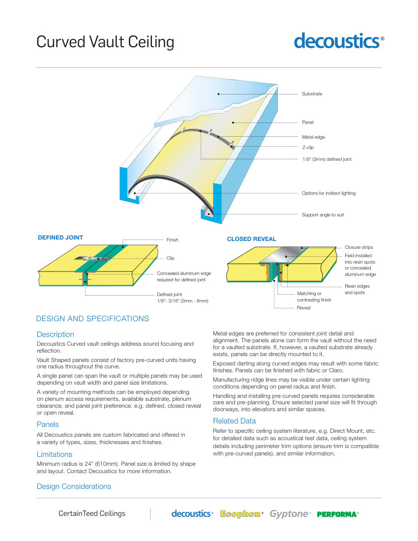 CertainTeed Curved Vault Ceiling-1-1/16 cut sheet — first page