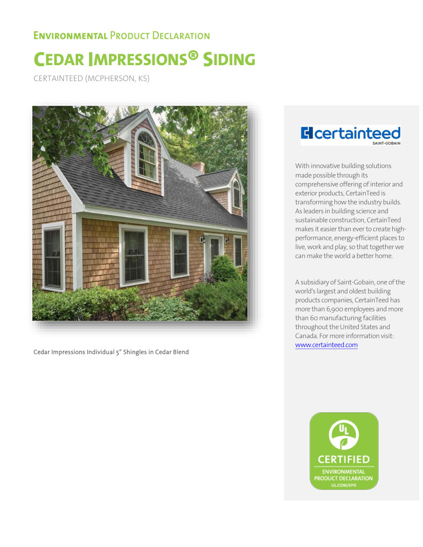 CertainTeed D7 Perfection 3G cut sheet — first page
