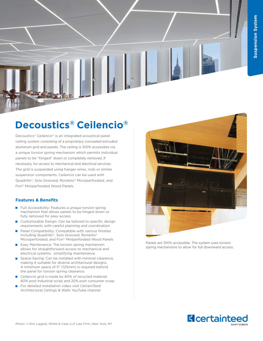 CertainTeed decoustics ceilencio cut sheet — first page