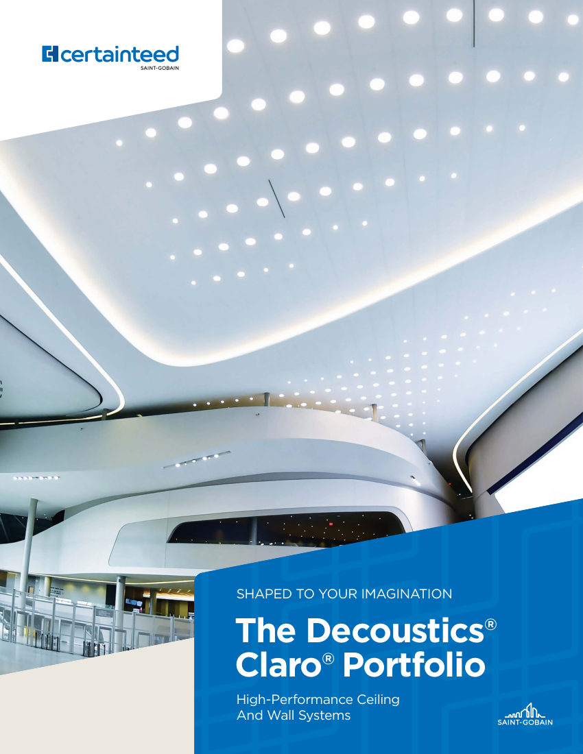 CertainTeed decoustics claro portfolio cut sheet — first page