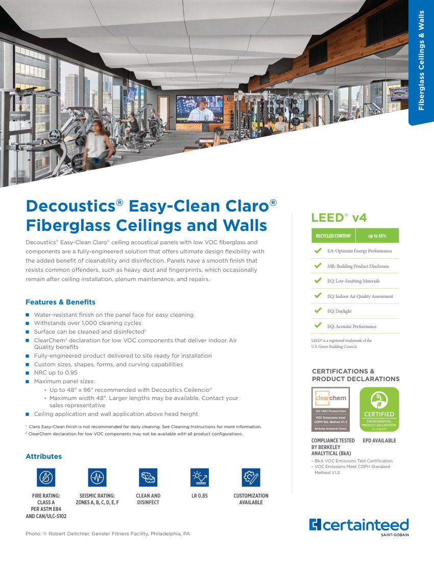 CertainTeed decoustics easy clean claro cut sheet — first page