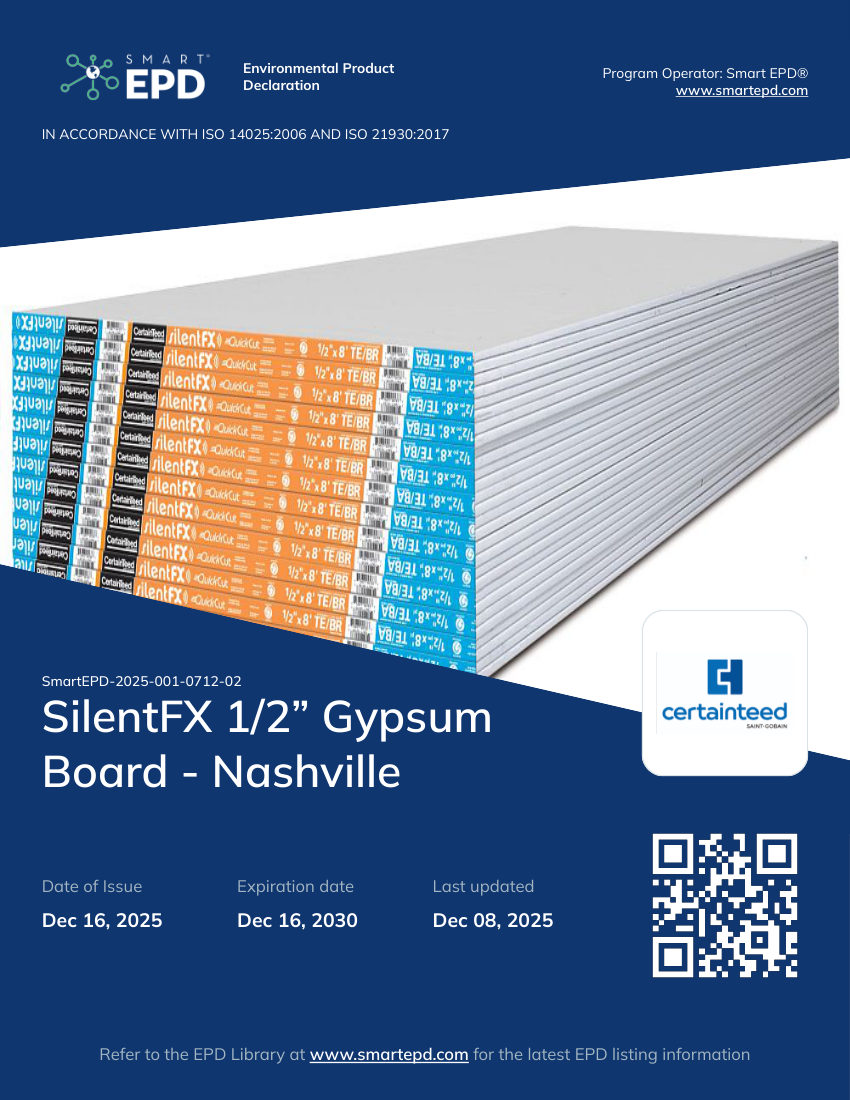 CertainTeed epd silentfx 1 2 gypsum board nashville cut sheet — first page