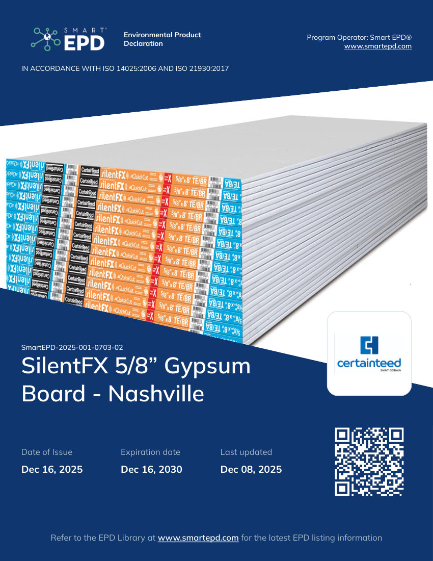 CertainTeed epd silentfx 5 8 gypsum board nashville cut sheet — first page