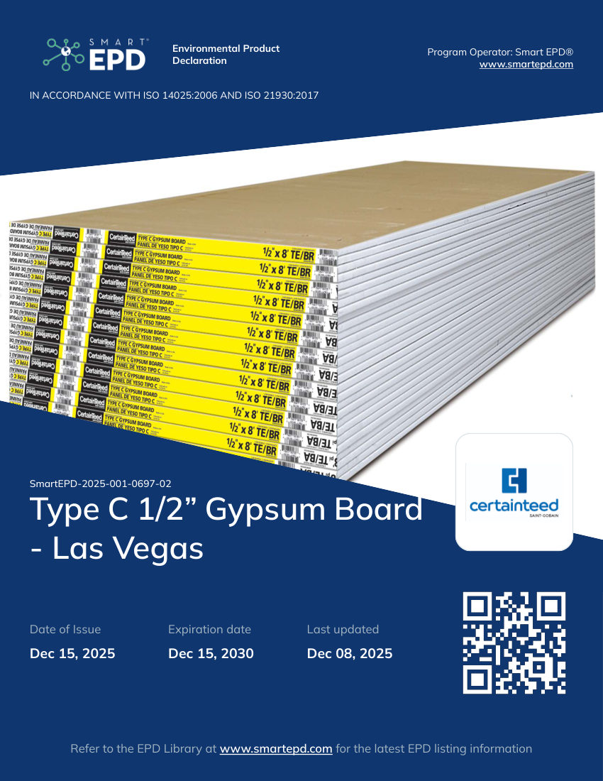 CertainTeed epd type c gypsum board 1 2 las vegas cut sheet — first page