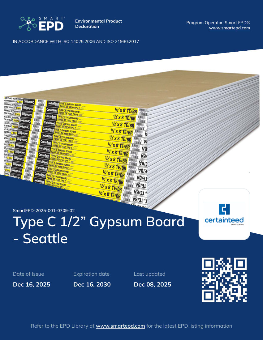 CertainTeed epd type c gypsum board 1 2 seattle cut sheet — first page