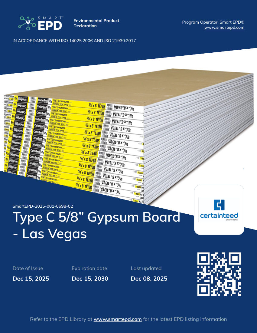 CertainTeed epd type c gypsum board 5 8 las vegas cut sheet — first page