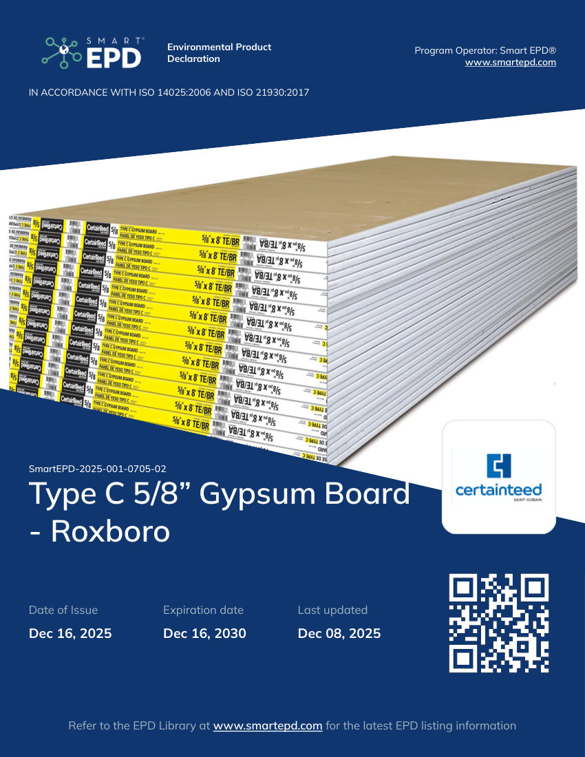 CertainTeed epd type c gypsum board 5 8 roxboro cut sheet — first page