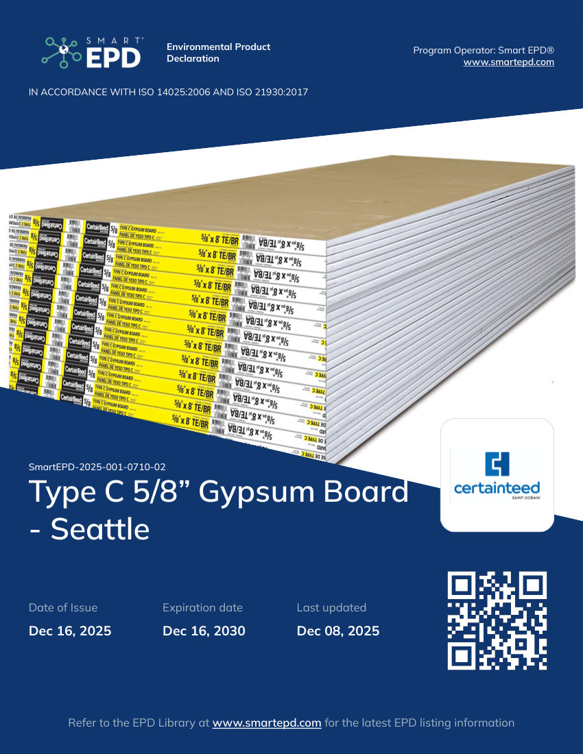CertainTeed epd type c gypsum board 5 8 seattle cut sheet — first page