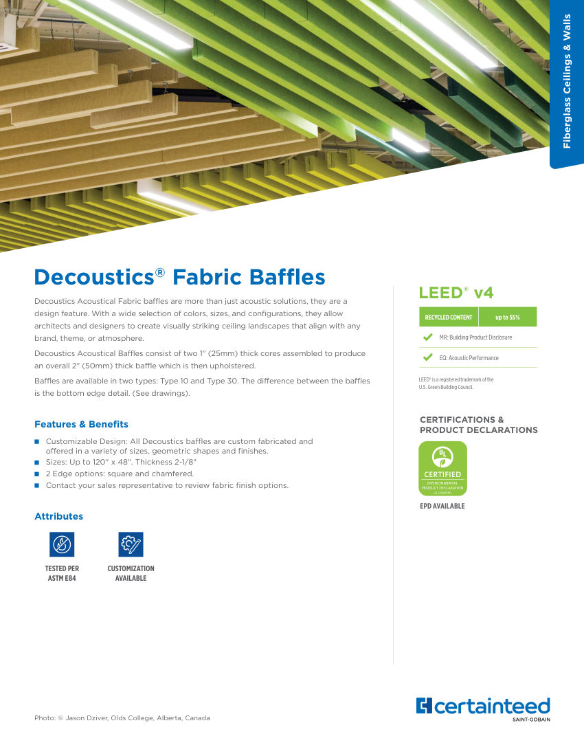 CertainTeed fabric baffles cut sheet — first page