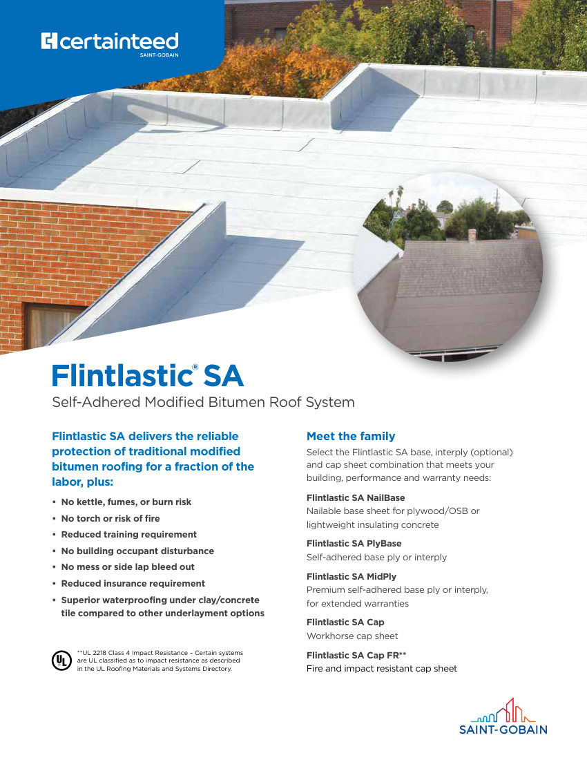CertainTeed flintlasticsa sellsheet 00 04 229 NA EN 2601 cut sheet — first page