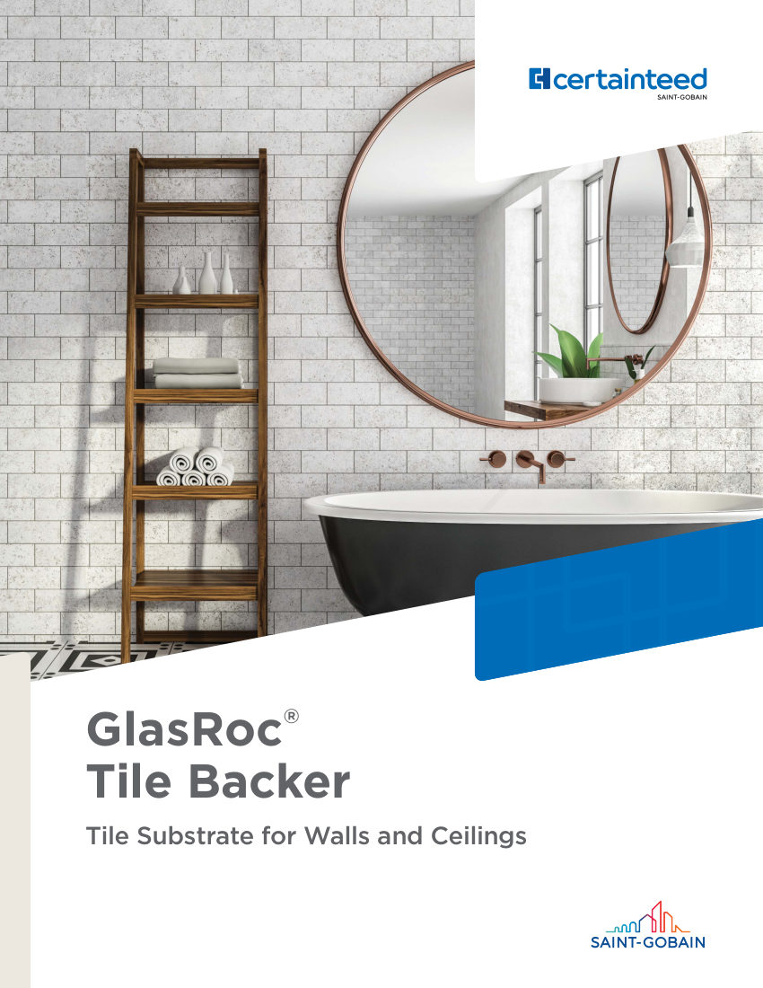 CertainTeed glasroc tile backer cut sheet — first page