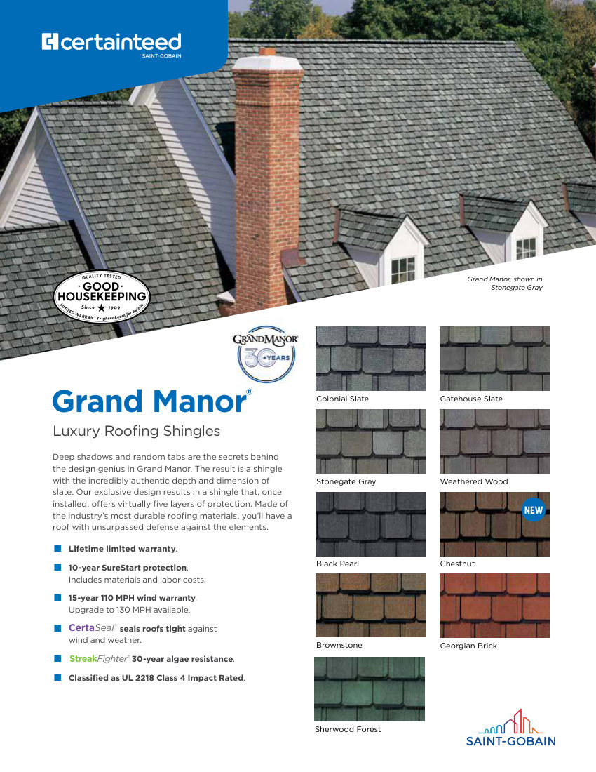 CertainTeed grandmanor sellsheet 00 04 2201 NA EN 2601 cut sheet — first page
