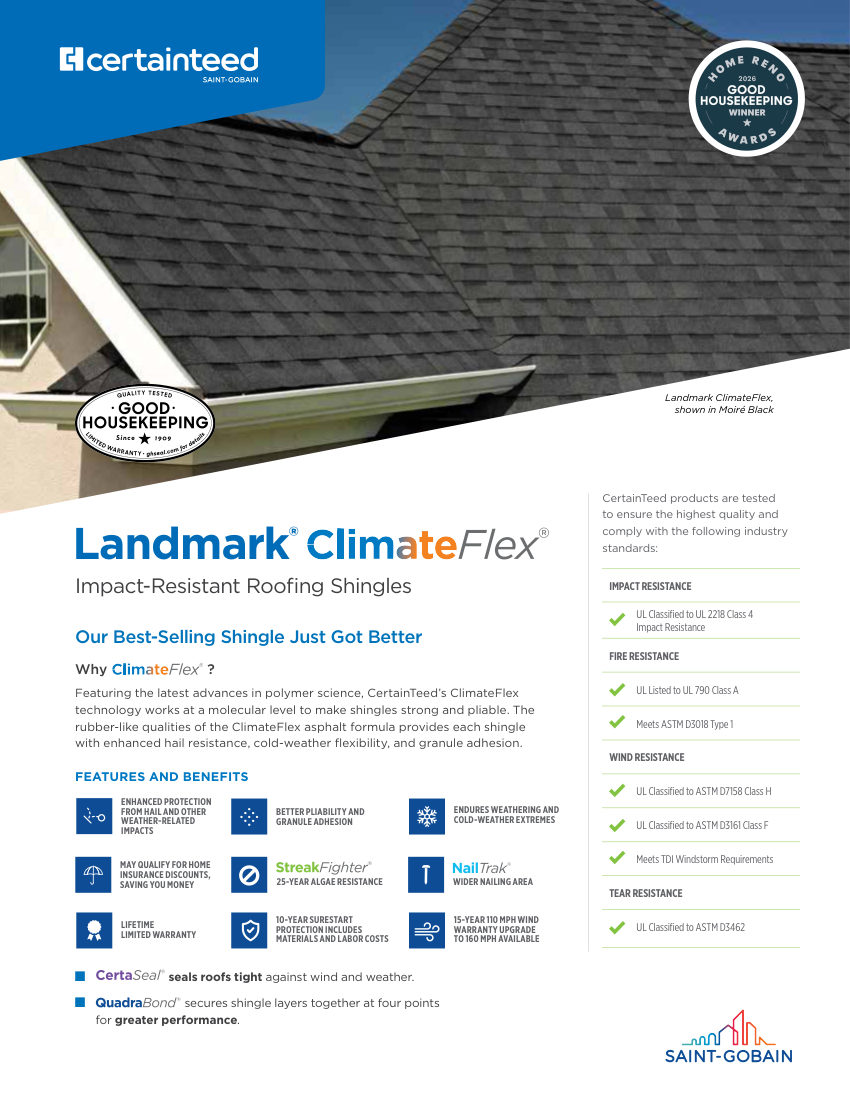 CertainTeed landmark climateflex sellsheet 00 04 989 US EN 2603 cut sheet — first page