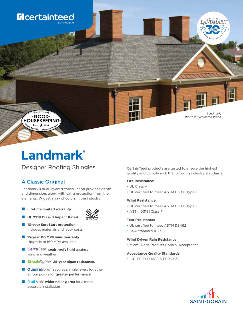 CertainTeed landmark series sellsheet 00 04 1409 US EN 2601 south utah cut sheet — first page