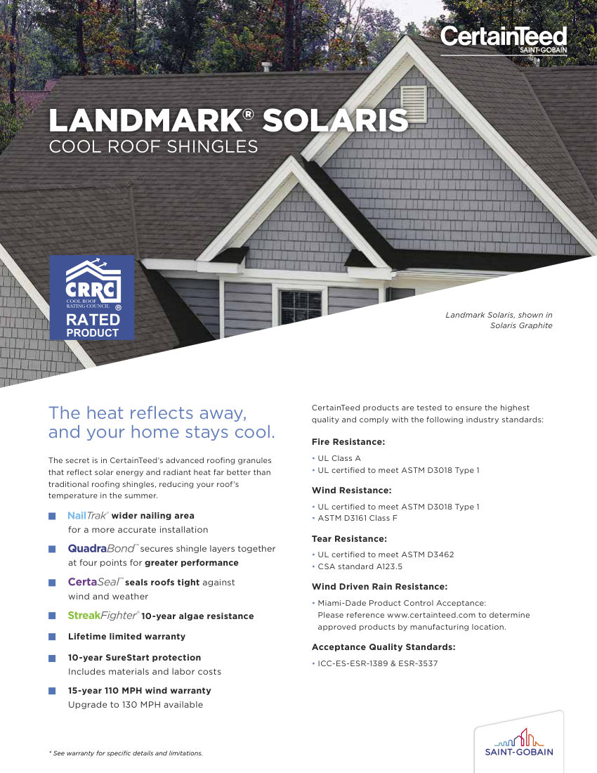 CertainTeed landmark solaris sellsheet 00 04 1314 NA EN 2207 cut sheet — first page
