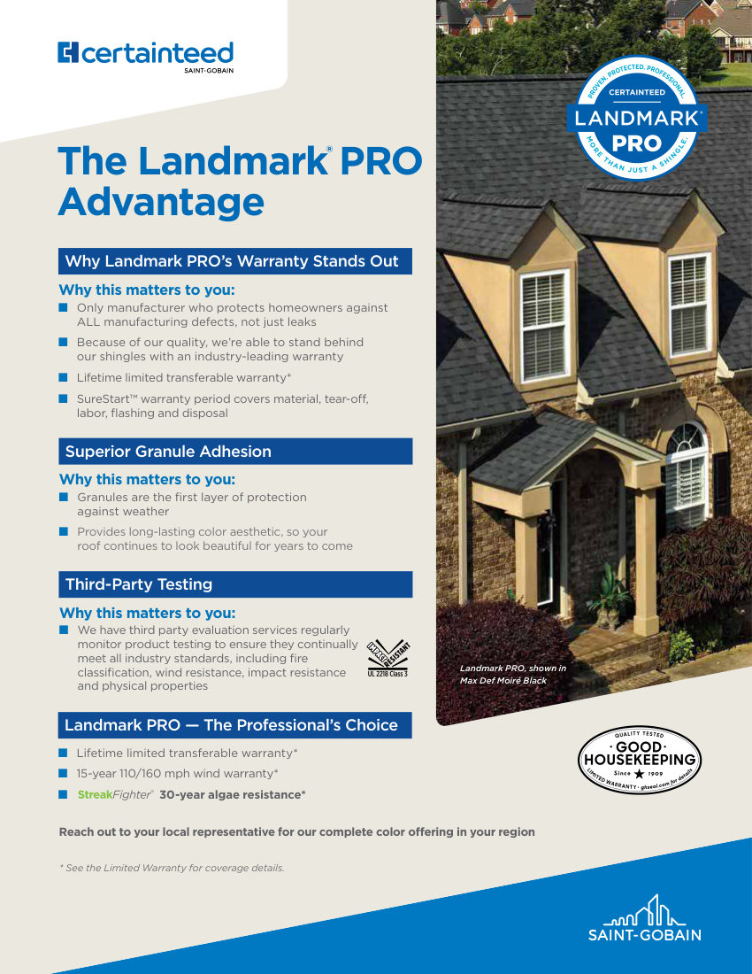 CertainTeed landmarkpro advantage sellsheet 00 04 4144 NAw EN nonsw 2603 cut sheet — first page