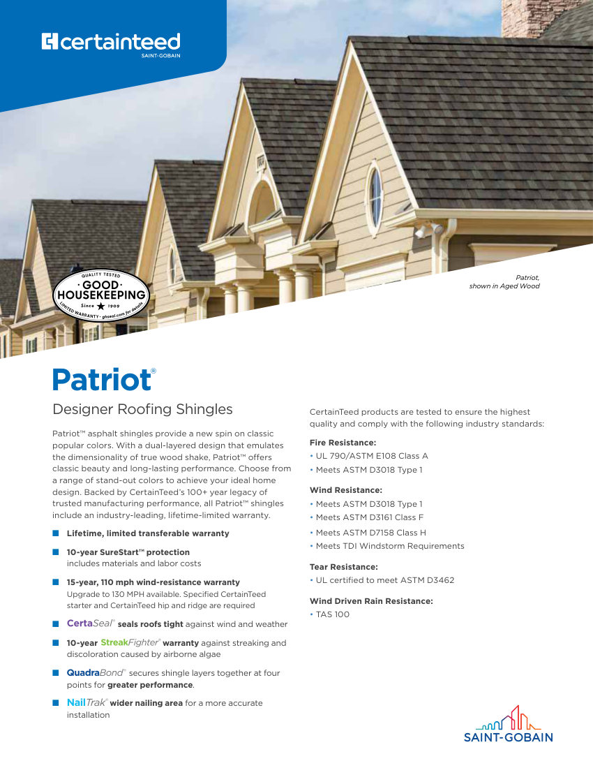 CertainTeed patriot sellsheet 00 04 3681 US EN scla 2602 cut sheet — first page