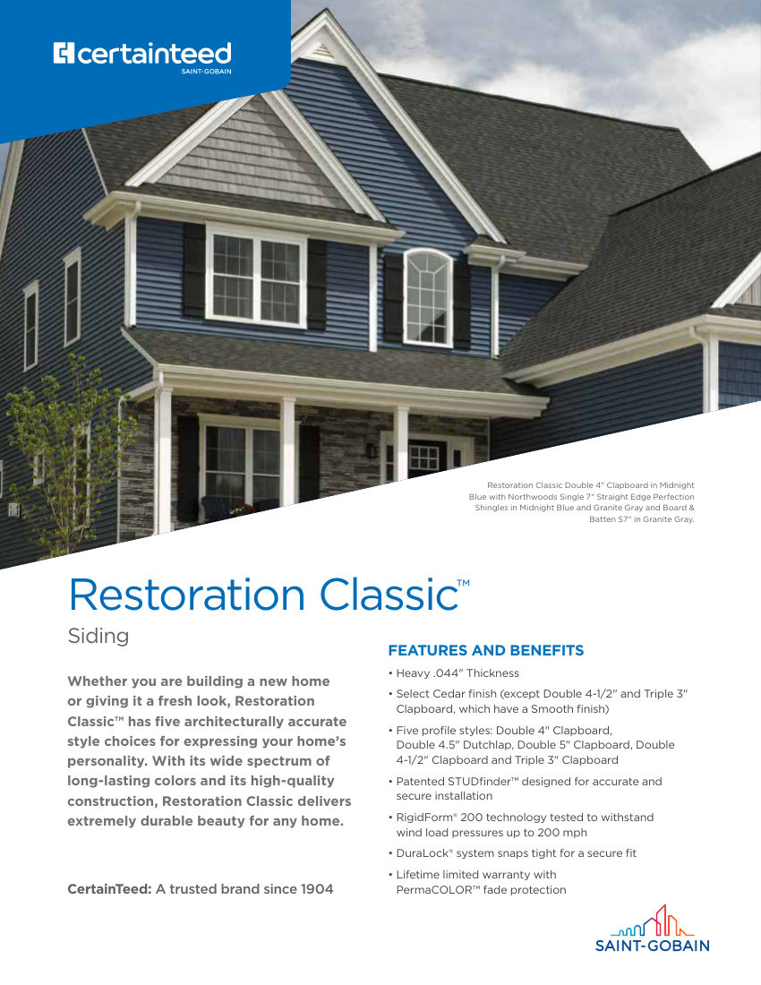 CertainTeed restoration classic storm chaser sell sheet e 2206cts cut sheet — first page
