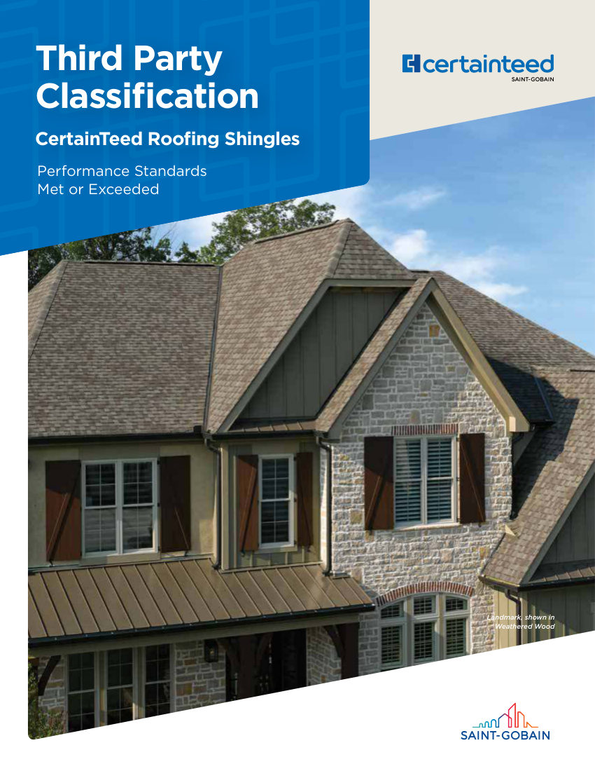 CertainTeed roofing ulclassified cut sheet — first page