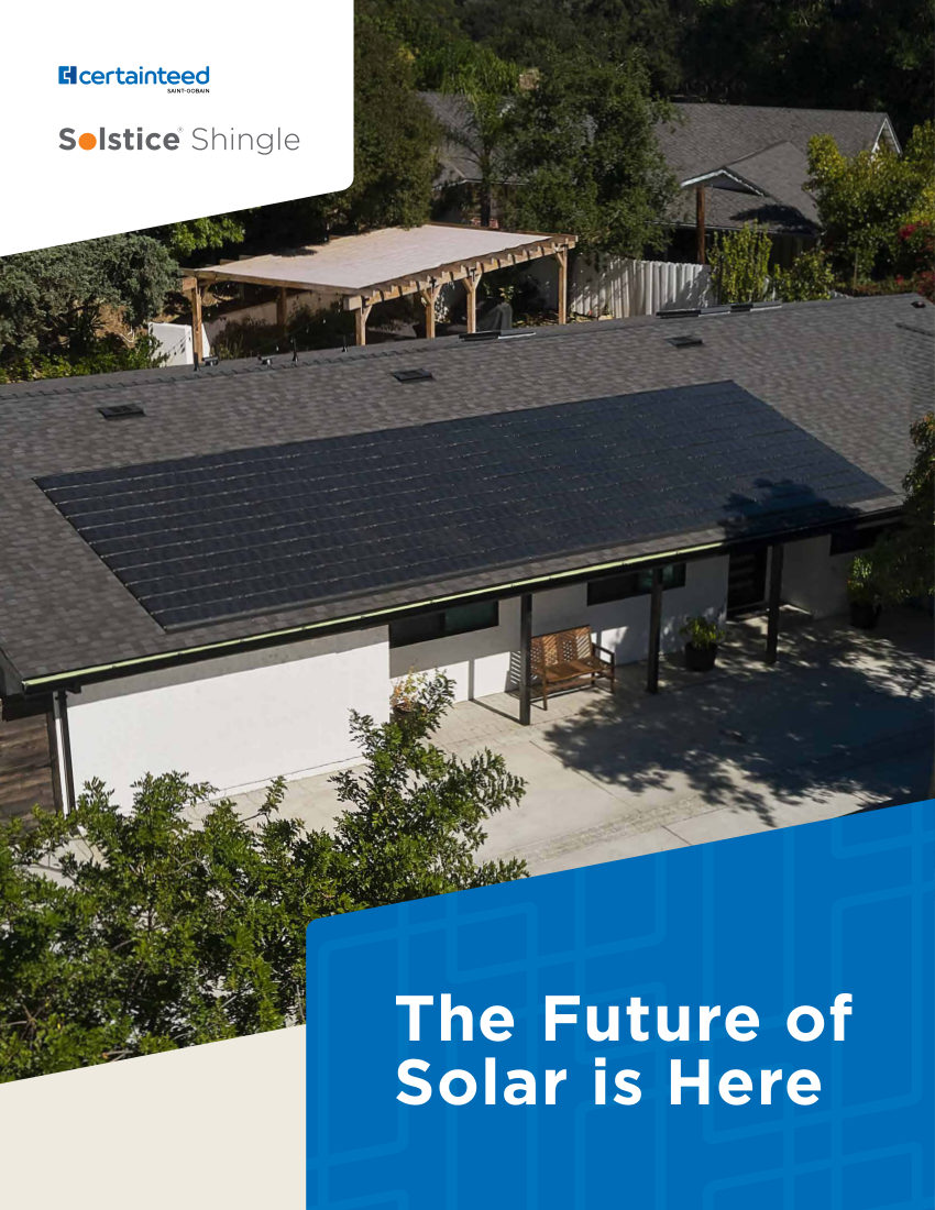 CertainTeed Solstice Shingle Contractor Homeowner Guide cut sheet — first page